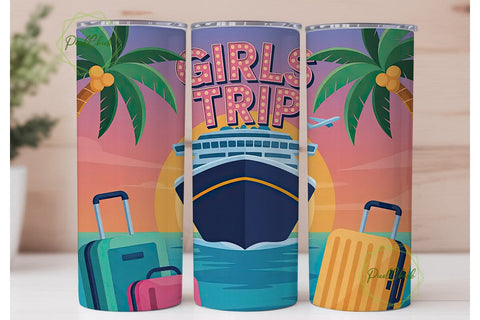 Girls Trip Cruise 20oz Tumbler Wrap Sublimation PixelChick 
