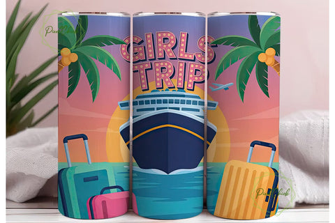 Girls Trip Cruise 20oz Tumbler Wrap Sublimation PixelChick 
