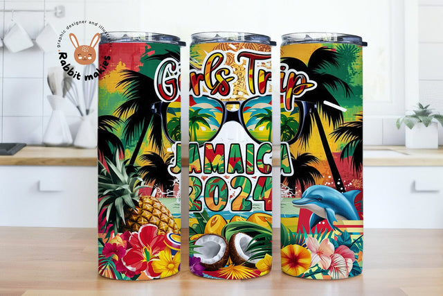 Girls Trip Jamaica 2024 Tumbler Wrap Sublimation Sublimation Rabbitmakies 
