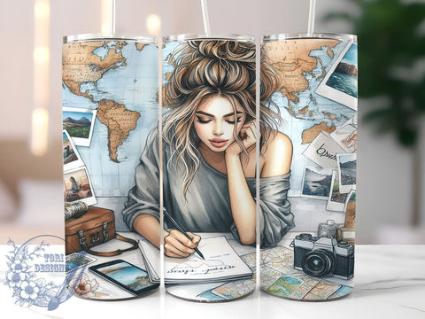 Girls Trip Tour 20oz Skinny Tumbler, Travel Girl Around the World Tumbler Png, Straight & Tapered Tumbler Wrap, Instant Digital Download Sublimation ToriDesigns 