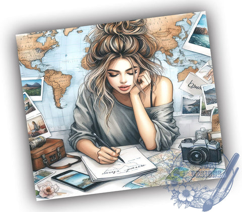 Girls Trip Tour 20oz Skinny Tumbler, Travel Girl Around the World Tumbler Png, Straight & Tapered Tumbler Wrap, Instant Digital Download Sublimation ToriDesigns 