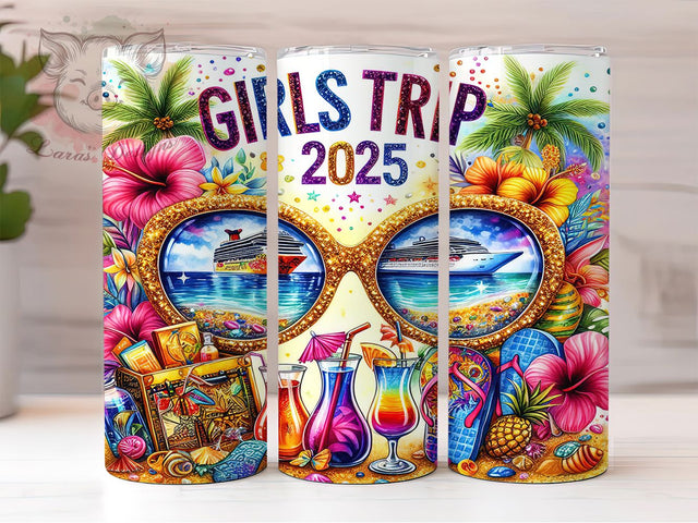 Girls Trip Tropical Cruise Tumbler, Tropical Cruise Tumbler, 20oz Tumbler Wrap, Vacation Tumbler, Cruise Tumbler, Tropical Tumbler, Travel Tumbler Design Sublimation Lara' s Designs 