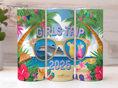 Girls Trip Tropical Cruise Tumbler, Tropical Cruise Tumbler, 20oz Tumbler Wrap, Vacation Tumbler, Cruise Tumbler, Tropical Tumbler, Travel Tumbler Design Sublimation Lara' s Designs 