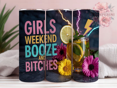 Girls Weekend Party Tumbler Wrap, Booze and Bitches Tumbler, 20oz Skinny Tumbler Wrap, Party Tumbler Design, Girls Trip Sublimation, Fun Weekend Tumbler Sublimation Li Zamperini 