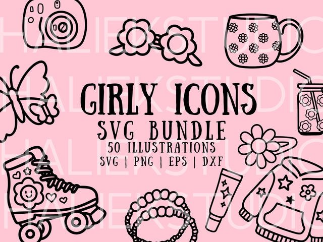 Girly Aesthetic Icons SVG Design Bundle SVG HalieKStudio 