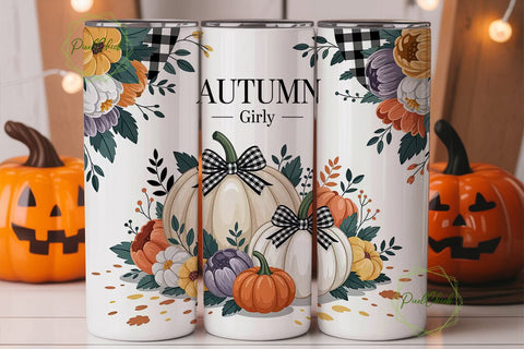Girly Autumn 20oz Tumbler Wrap Sublimation PixelChick 