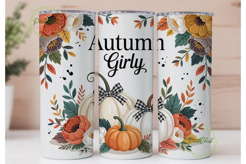 Girly Autumn 20oz Tumbler Wrap Sublimation PixelChick 