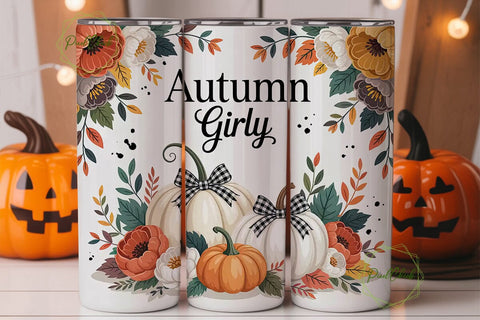 Girly Autumn 20oz Tumbler Wrap Sublimation PixelChick 