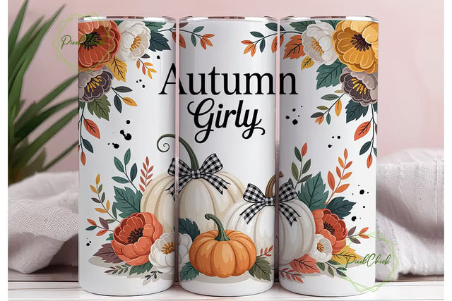 Girly Autumn 20oz Tumbler Wrap Sublimation PixelChick 