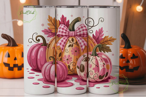 Girly Autumn Pumpkin 20oz Tumbler Design Sublimation PixelChick 
