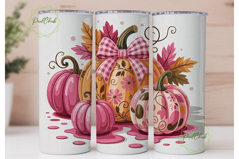 Girly Autumn Pumpkin 20oz Tumbler Design Sublimation PixelChick 