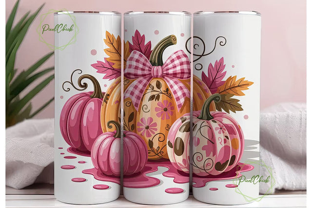 Girly Autumn Pumpkin 20oz Tumbler Design Sublimation PixelChick 