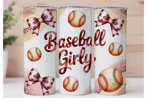 Girly Baseball 20oz Tumbler Wrap Sublimation PixelChick 