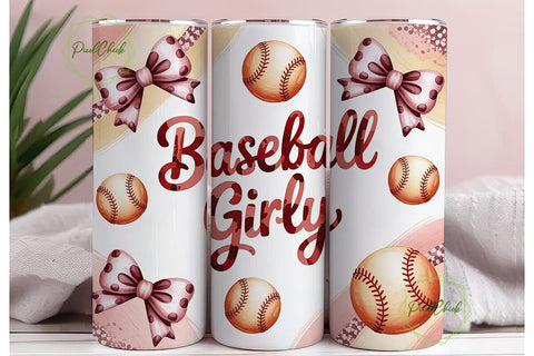 Girly Baseball 20oz Tumbler Wrap Sublimation PixelChick 