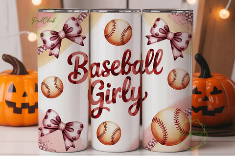 Girly Baseball 20oz Tumbler Wrap Sublimation PixelChick 