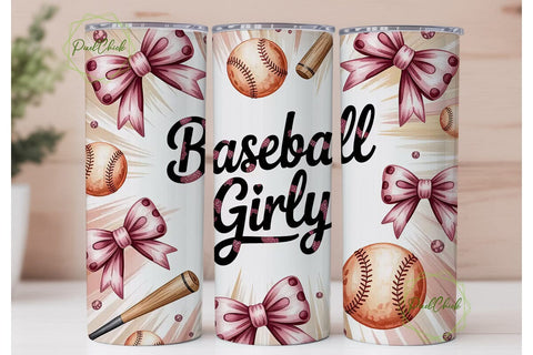 Girly Baseball 20oz Tumbler Wrap Sublimation PixelChick 