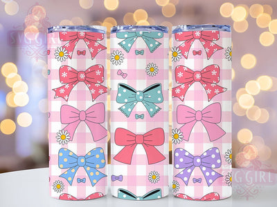 Girly Bow Cute Tumbler, Cute Design, Feminine Wrap, Sublimation Art, 20oz Tumbler, Stylish Theme, Pretty Style Sublimation SvggirlplusArt 