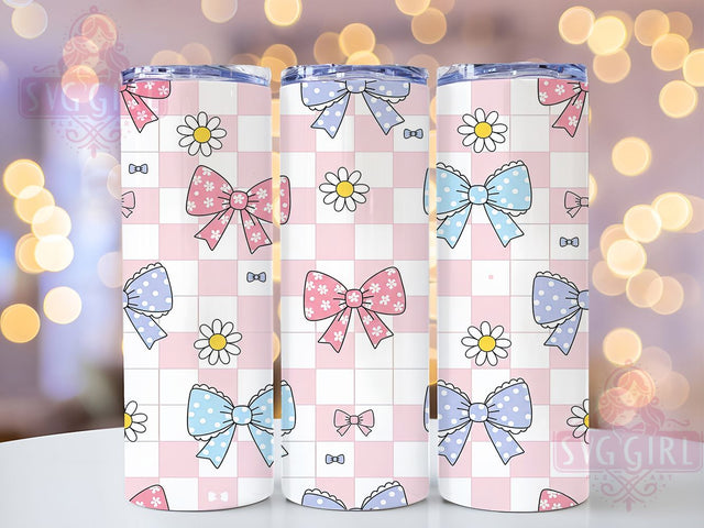 Girly Bow Cute Tumbler, Cute Design, Feminine Wrap, Sublimation Art, 20oz Tumbler, Stylish Theme, Pretty Style Sublimation SvggirlplusArt 