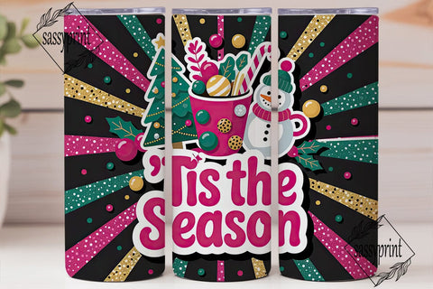 Girly Christmas Tumbler Wrap Sublimation sassyprint 