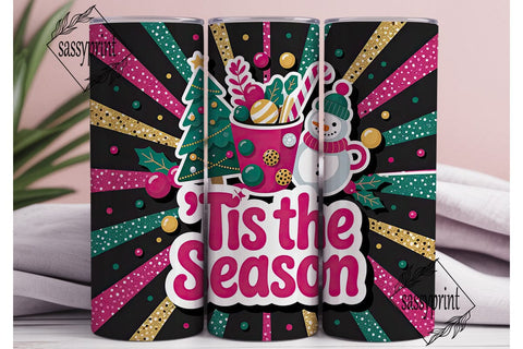Girly Christmas Tumbler Wrap Sublimation sassyprint 