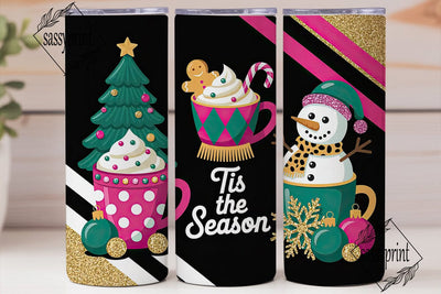 Girly Christmas Tumbler Wrap Sublimation sassyprint 