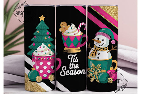 Girly Christmas Tumbler Wrap Sublimation sassyprint 