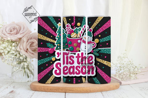 Girly Christmas Tumbler Wrap Sublimation sassyprint 