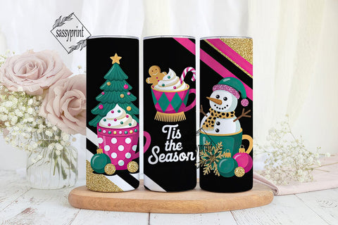 Girly Christmas Tumbler Wrap Sublimation sassyprint 
