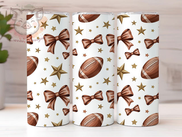 Girly Coquette Football Era Tumbler Wrap, Football Bow Tumbler, Girly Game Day Wrap, In My Football Era, Aesthetic Tumbler PNG, 20oz Skinny Tumbler, Pink Football Tumbler Sublimation Lara' s Designs 