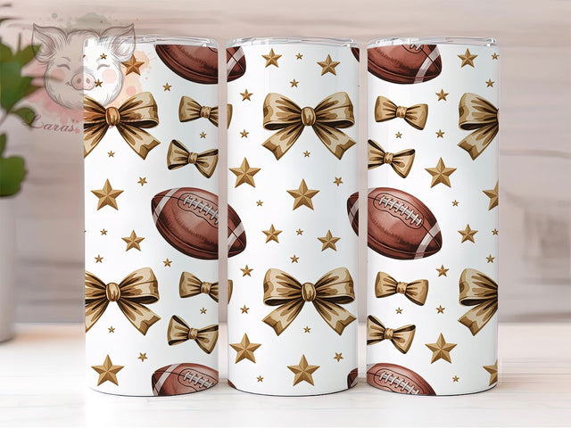 Girly Coquette Football Era Tumbler Wrap, Football Bow Tumbler, Girly Game Day Wrap, In My Football Era, Aesthetic Tumbler PNG, 20oz Skinny Tumbler, Pink Football Tumbler Sublimation Lara' s Designs 