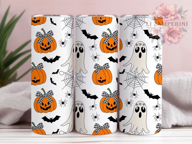 Girly Coquette Ghost Halloween Tumbler Wrap, Cute Ghost Png, Halloween Tumbler, 20oz Skinny Tumbler, Sublimation Download, Coquette Halloween, Girly Halloween Png Sublimation Li Zamperini 