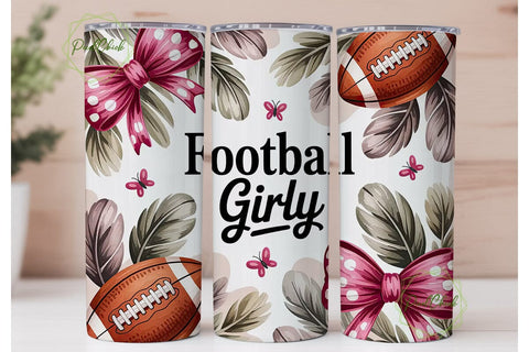 Girly Football 20oz Tumbler Wrap Sublimation PixelChick 