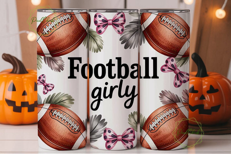 Girly Football 20oz Tumbler Wrap Sublimation PixelChick 