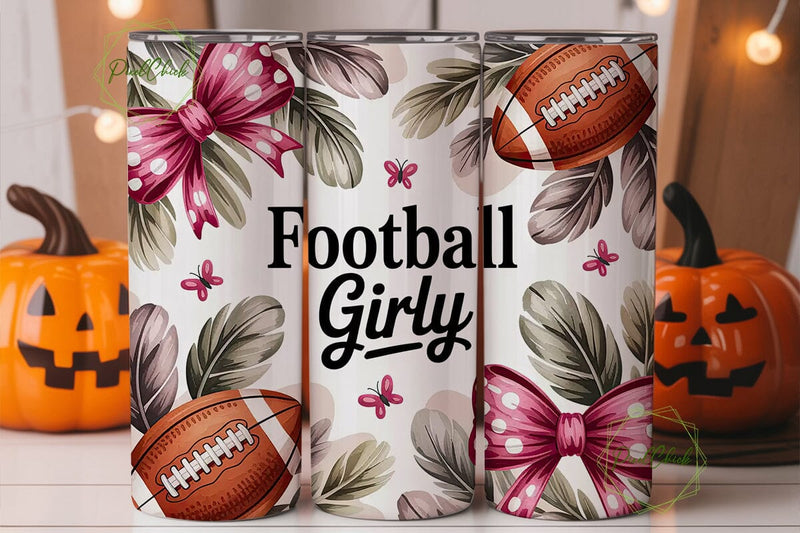 Girly Football 20oz Tumbler Wrap Sublimation PixelChick 