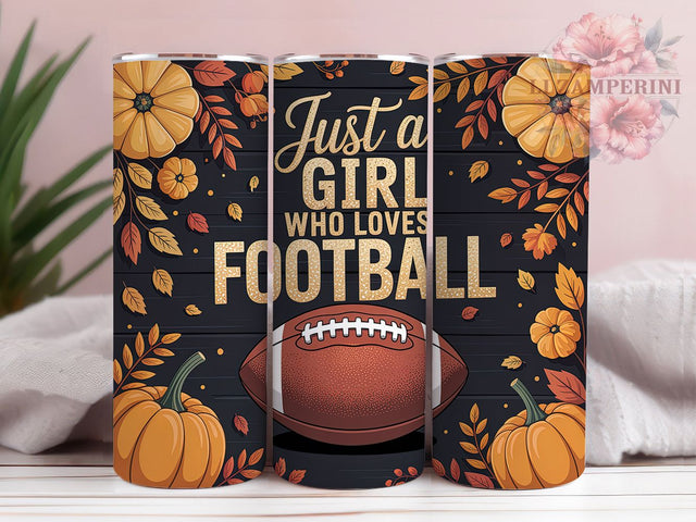Girly Game Day Football Tumbler Wrap, Game Day Tumbler Design, 20oz Tumbler PNG, Just A Girl Tumbler, Sports Mom Tumbler, Football Sublimation Wrap, Girly Football Design Sublimation Li Zamperini 