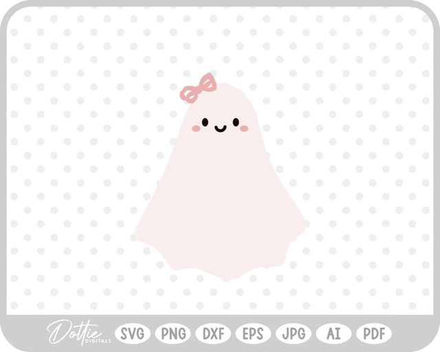 Girly Ghost Cute Halloween SVG DottieDigitals 