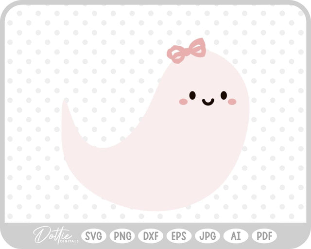 Girly Ghost Cute Halloween SVG DottieDigitals 