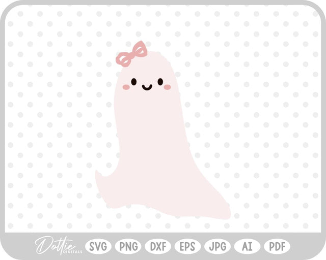 Girly Ghost Cute Halloween SVG DottieDigitals 
