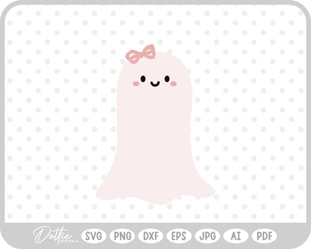 Girly Ghost Cute Halloween SVG DottieDigitals 