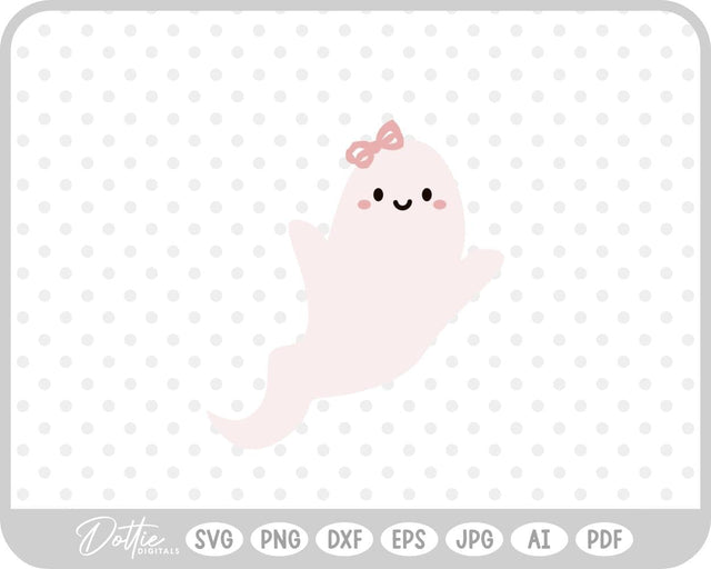 Girly Ghost Cute Halloween SVG DottieDigitals 