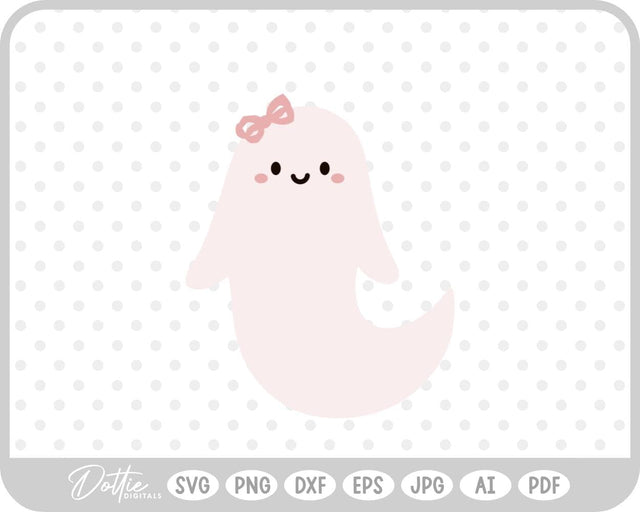 Girly Ghost Cute Halloween SVG DottieDigitals 