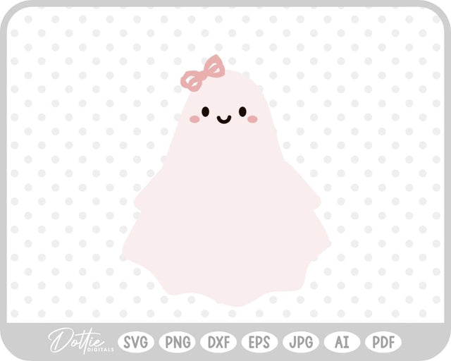 Girly Ghost Cute Halloween SVG DottieDigitals 