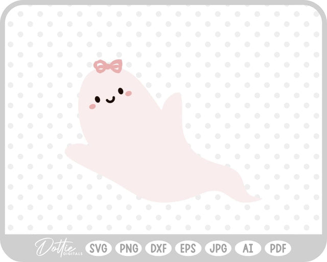 Girly Ghost Cute Halloween SVG DottieDigitals 