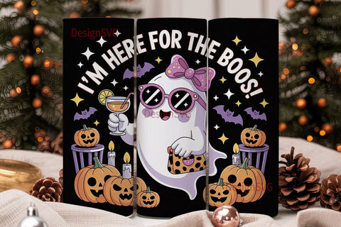 Girly Ghost Halloween 20oz Tumbler Wrap Sublimation DesignSVG 