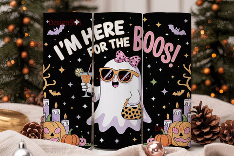 Girly Ghost Halloween 20oz Tumbler Wrap Sublimation DesignSVG 