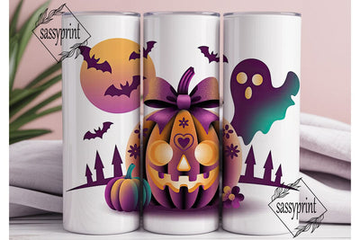 Girly Halloween Pumpkin 20oz Tumbler Sublimation sassyprint 
