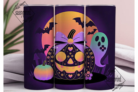 Girly Halloween Pumpkin 20oz Tumbler Sublimation sassyprint 