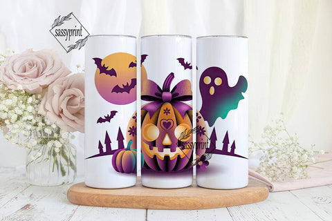 Girly Halloween Pumpkin 20oz Tumbler Sublimation sassyprint 