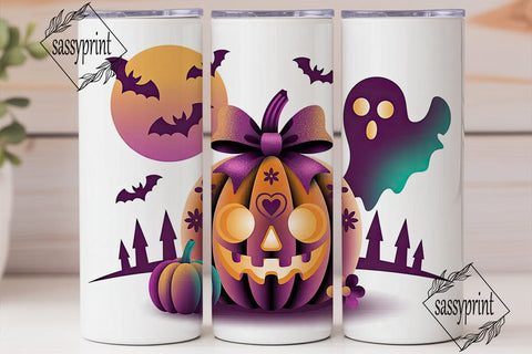 Girly Halloween Pumpkin 20oz Tumbler Sublimation sassyprint 