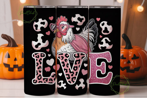 Girly Hen Love 20oz Tumbler Wrap Sublimation PixelChick 